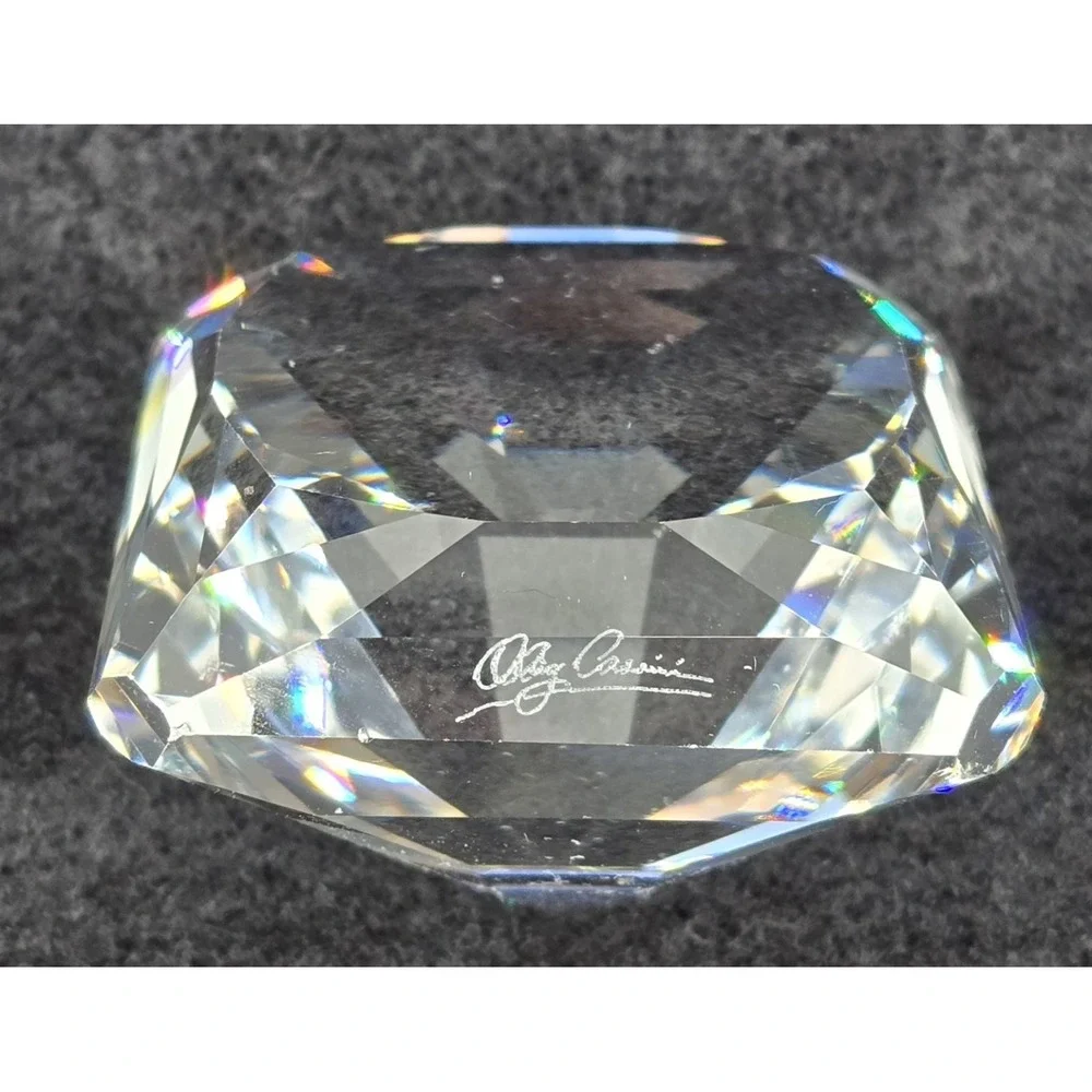Vtg Oleg Cassini Crystal Paperweight Cut Square Cut Clear 2x1.5